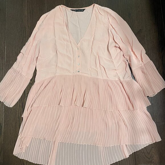 Zara Pink Tiered Blouse - Picture 1 of 4